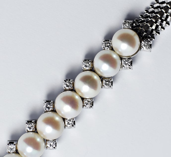 Foto 1 - Prächtiges Perlen Brillanten-Weißgold-Armband, R1056