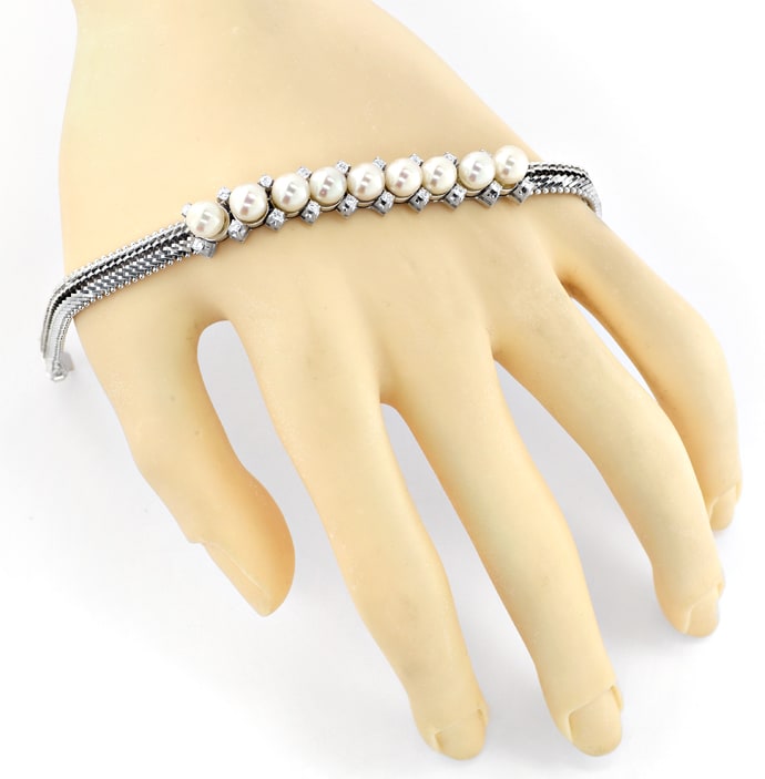 Foto 3 - Prächtiges Perlen Brillanten-Weißgold-Armband, R1056