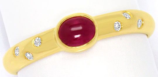 Foto 2 - Gelbgold-Ring mit Brillanten und Spitzen Rubin Cabochon, S4584